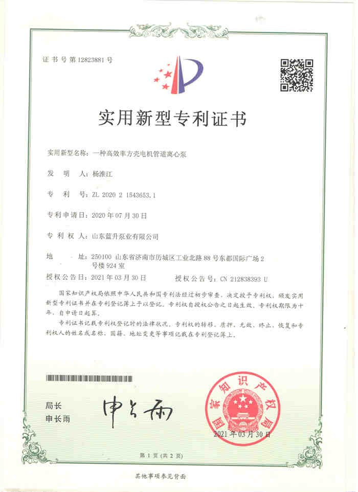 藍升水泵專(zhuān)利